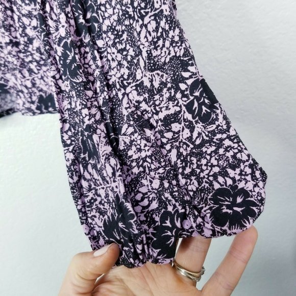 BP Black and Purple Floral Blouse - Picture 4 of 6